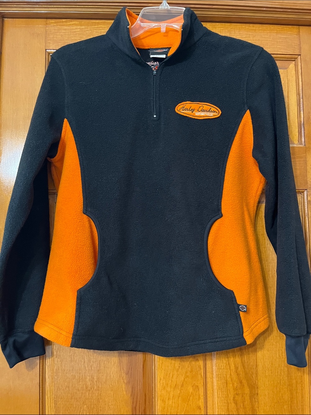 Harley-Davidson Black & Orange Half-Zip Fleece Pullover (Ladies)